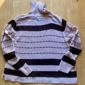 JEANNE PIERRE Brown and Cream Striped Turtleneck Sweater